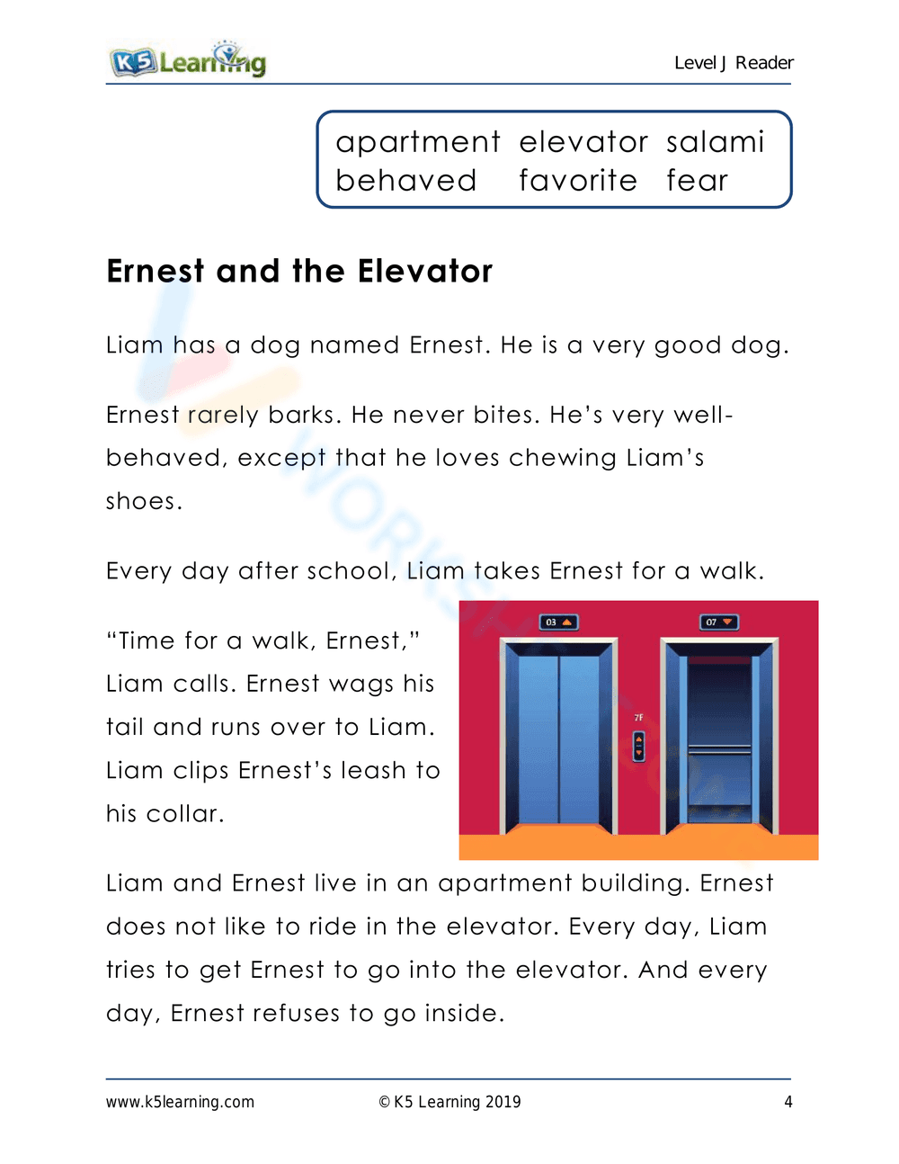 Reading Comprehension: Ernest and the Elevator - Page 1