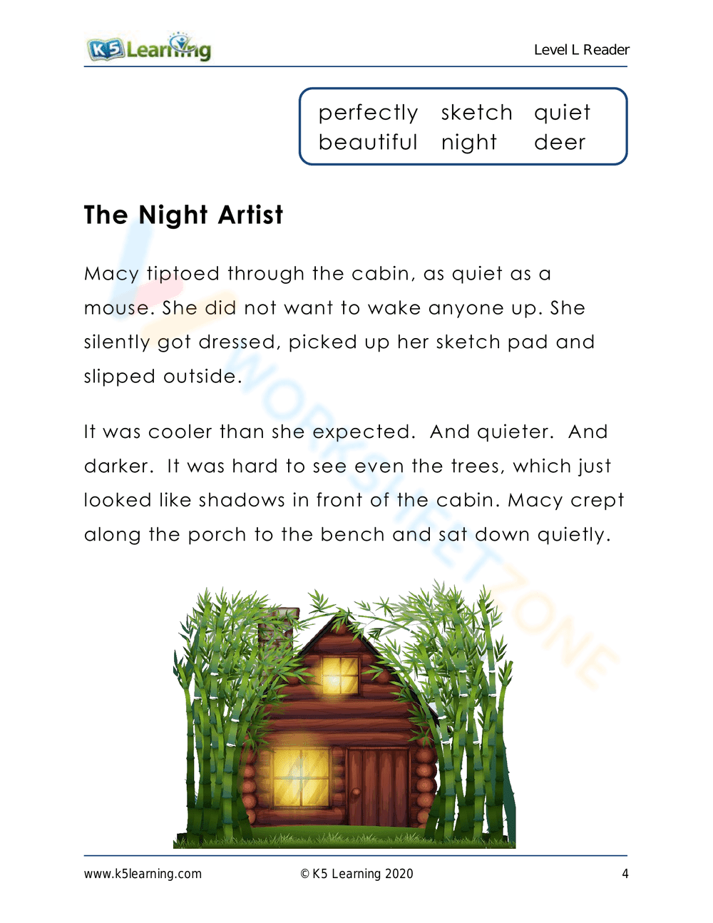 The Night Artist: A Reading Comprehension Worksheet - Page 1