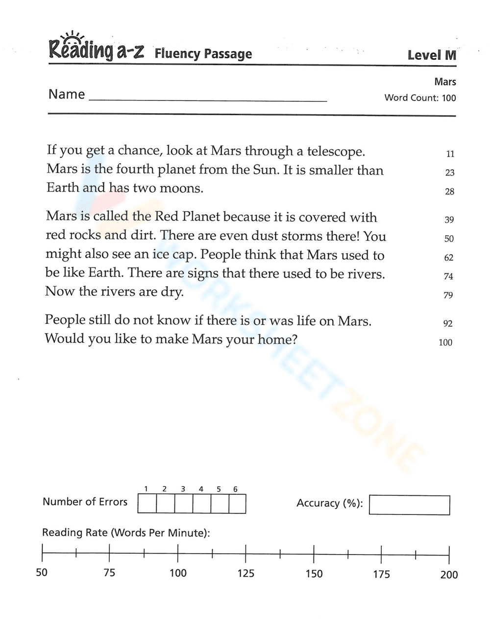 Reading Level M Worksheet - Page 2