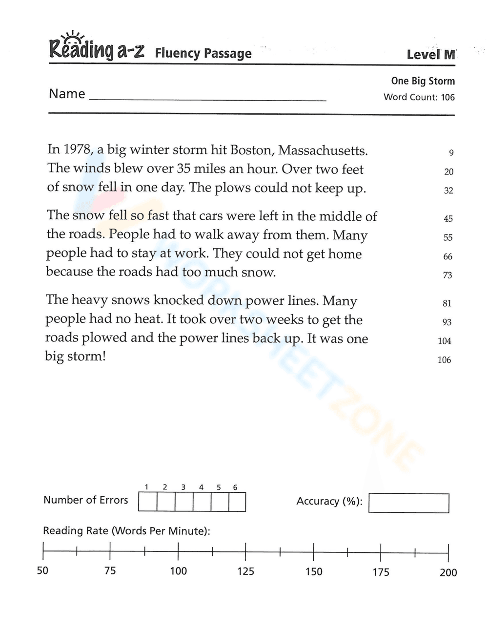 Reading Level M Worksheet - Page 3
