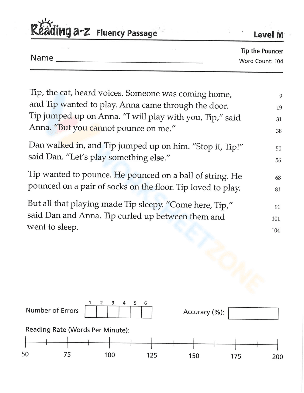 Reading Level M Worksheet - Page 6