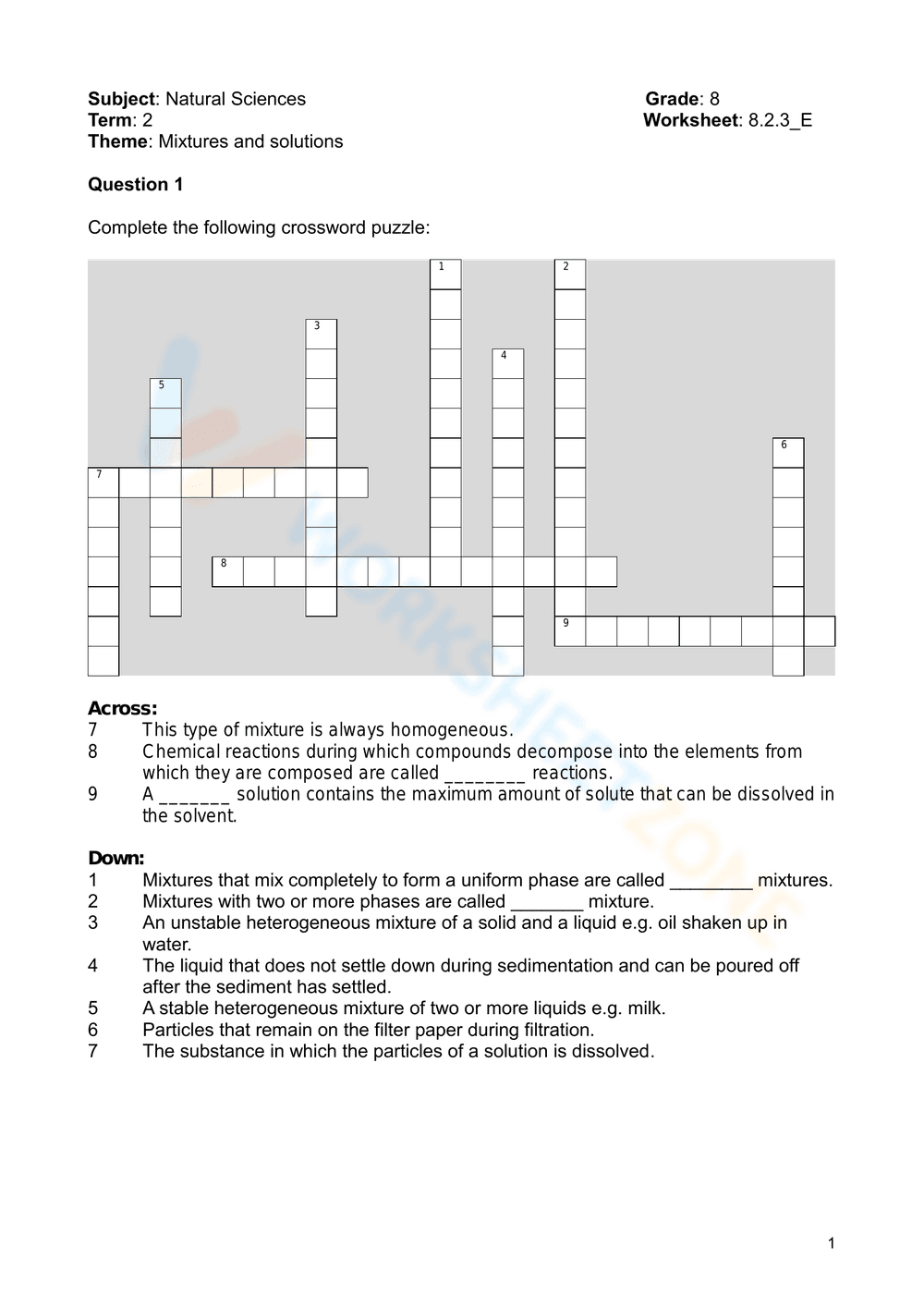 Mixtures and Solutions: Classifying and Understanding - Page 1