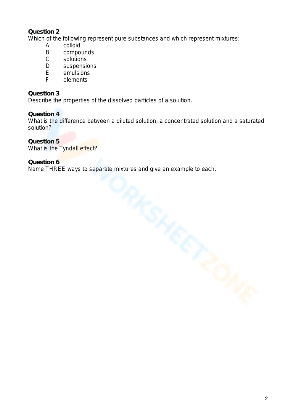 Mixtures and Solutions: Classifying and Understanding - Page 2