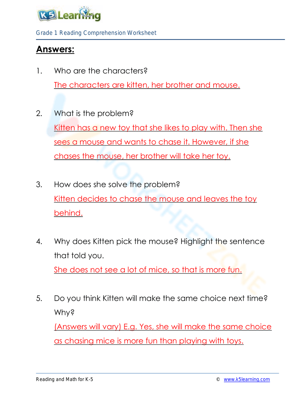 Kitten's Choice: Reading Comprehension and Decision Making - Page 3