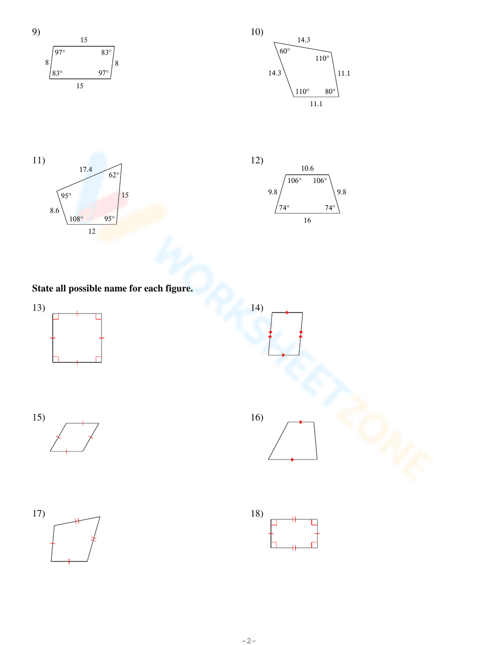 Classifying Quadrilaterals - Page 2
