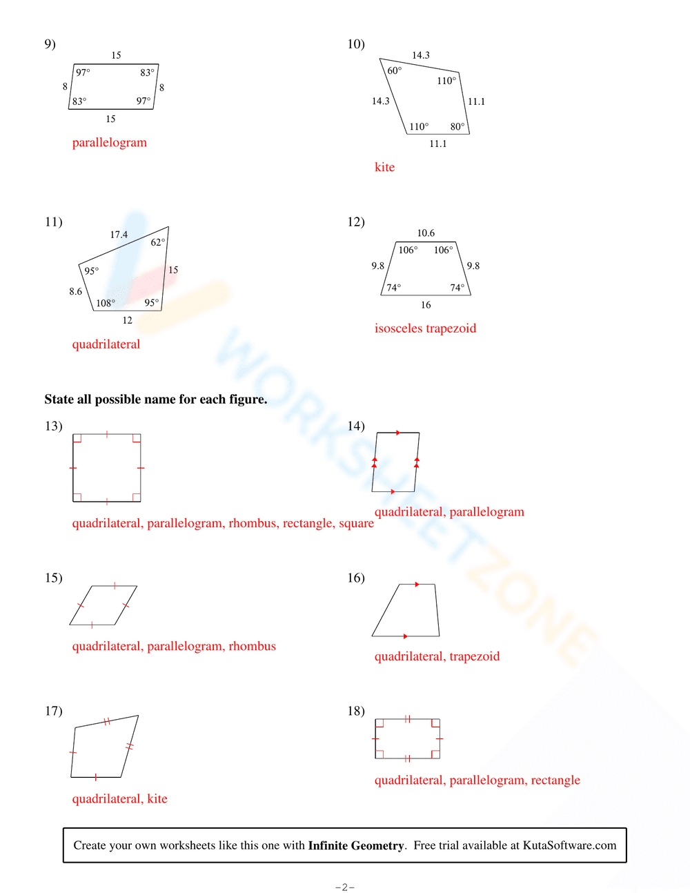 Classifying Quadrilaterals - Page 4