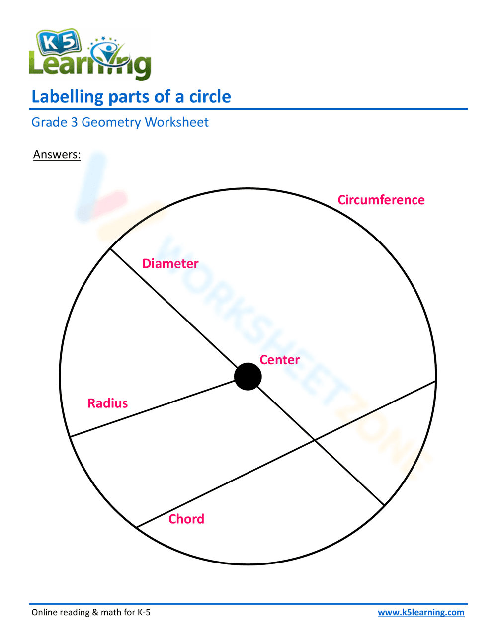 Labeling Parts of a Circle Worksheet - Page 2
