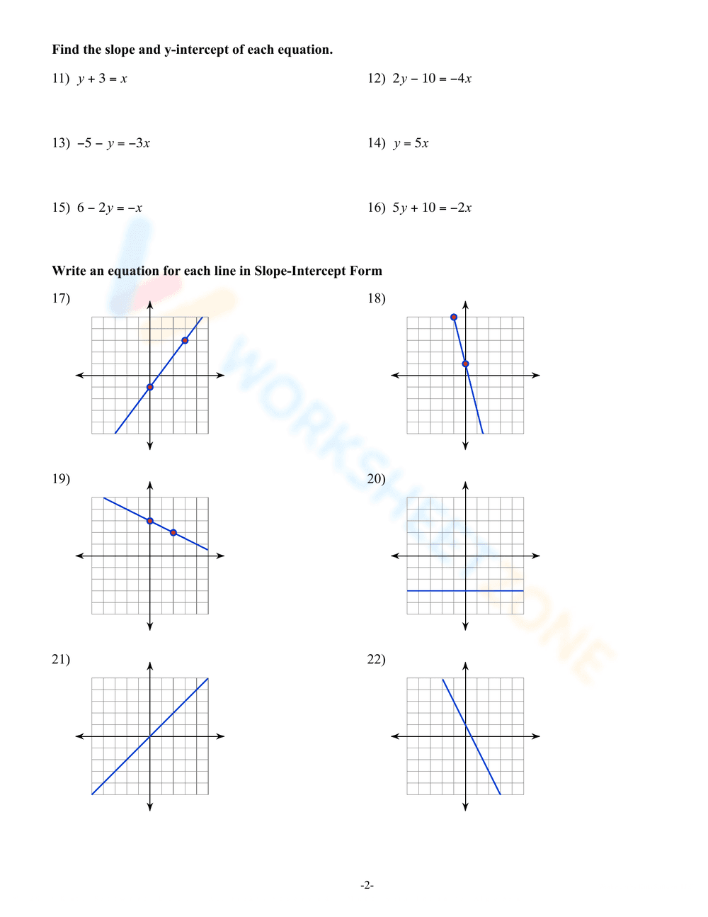 Practice with Slope-Intercept Form - Page 2