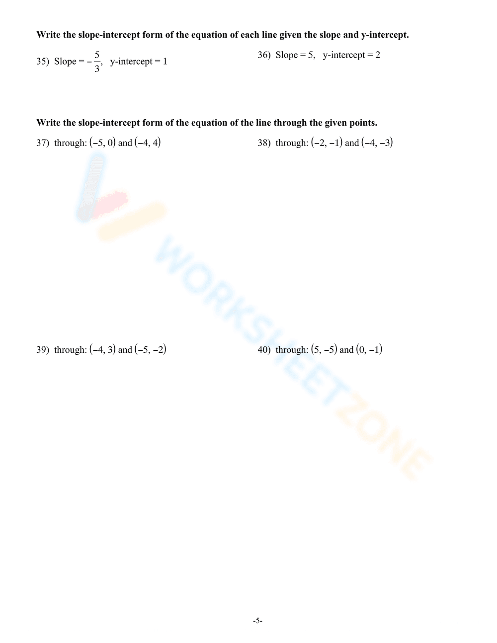 Practice with Slope-Intercept Form - Page 3