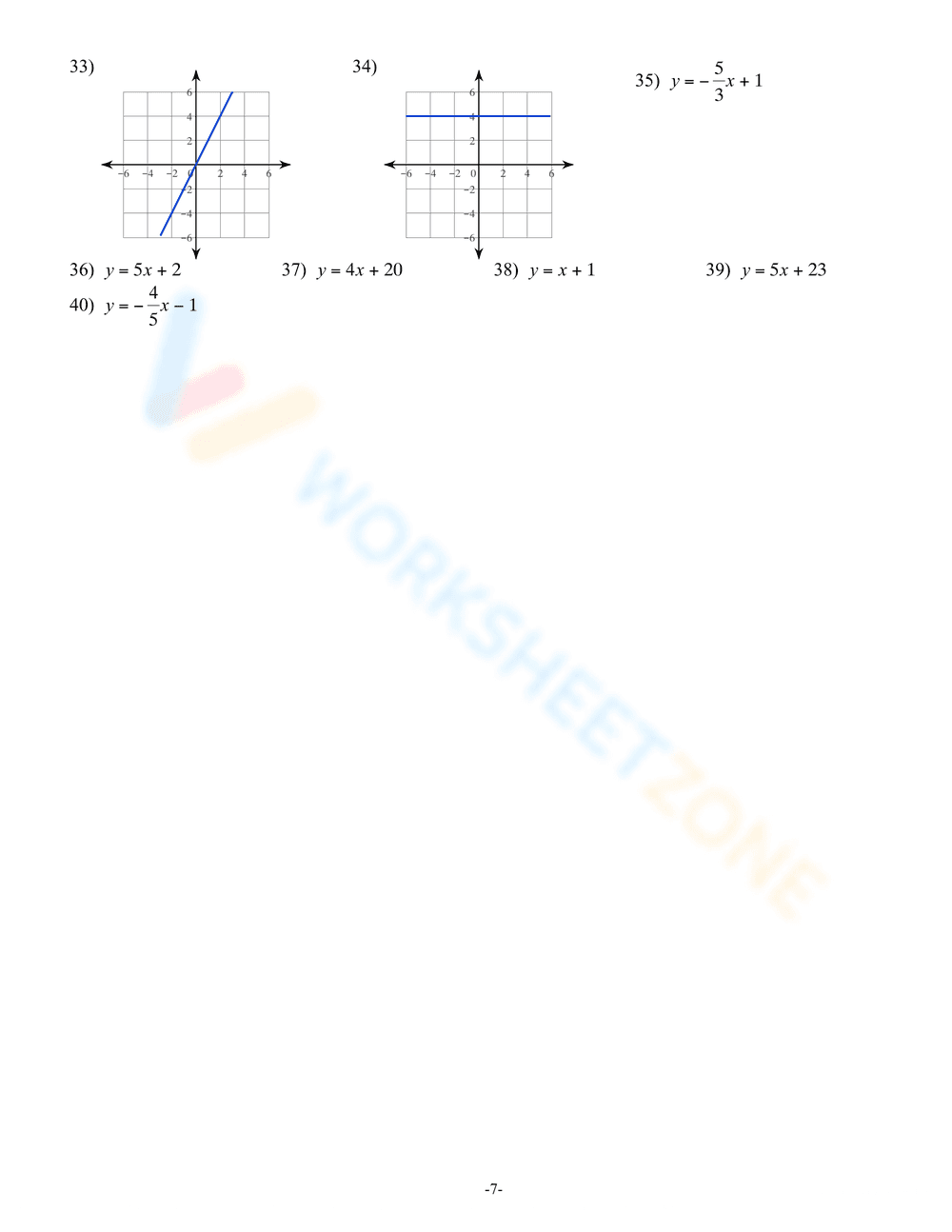 Practice with Slope-Intercept Form - Page 5