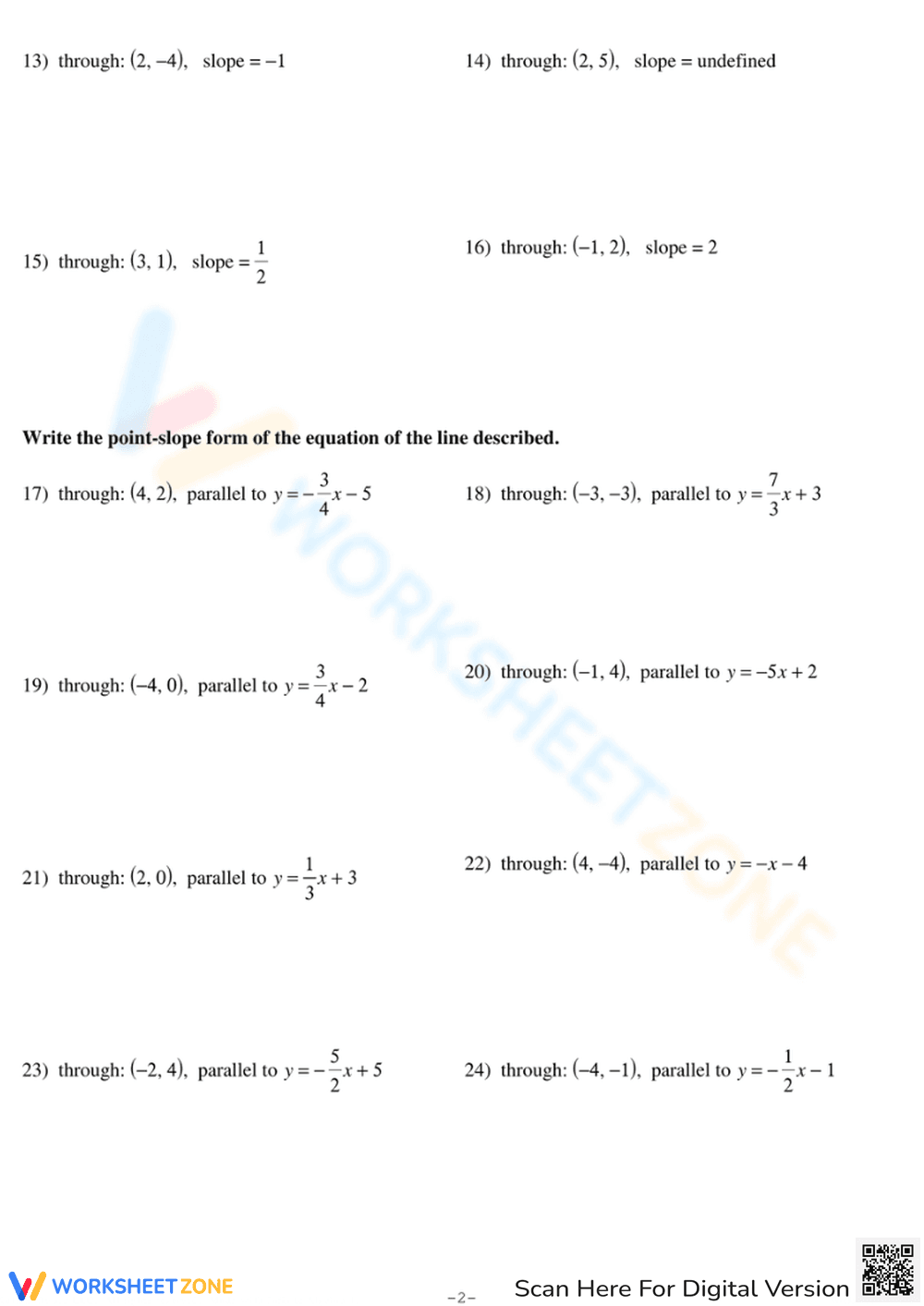 Slope-Intercept and Standard Form Equations - Page 2