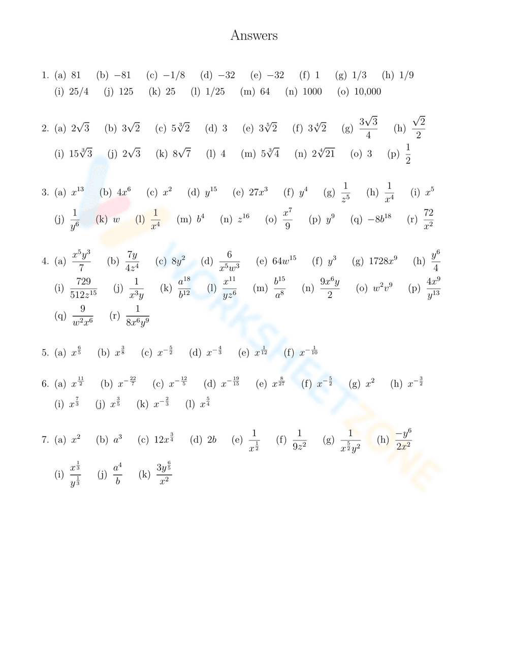 Mastering Exponent Rules Worksheet - Page 3