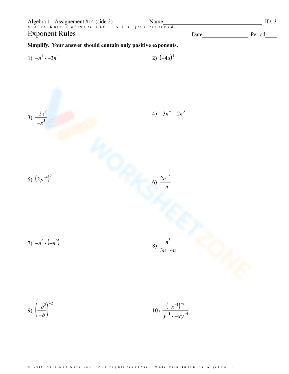 Advanced Exponent Rules Practice - Page 4