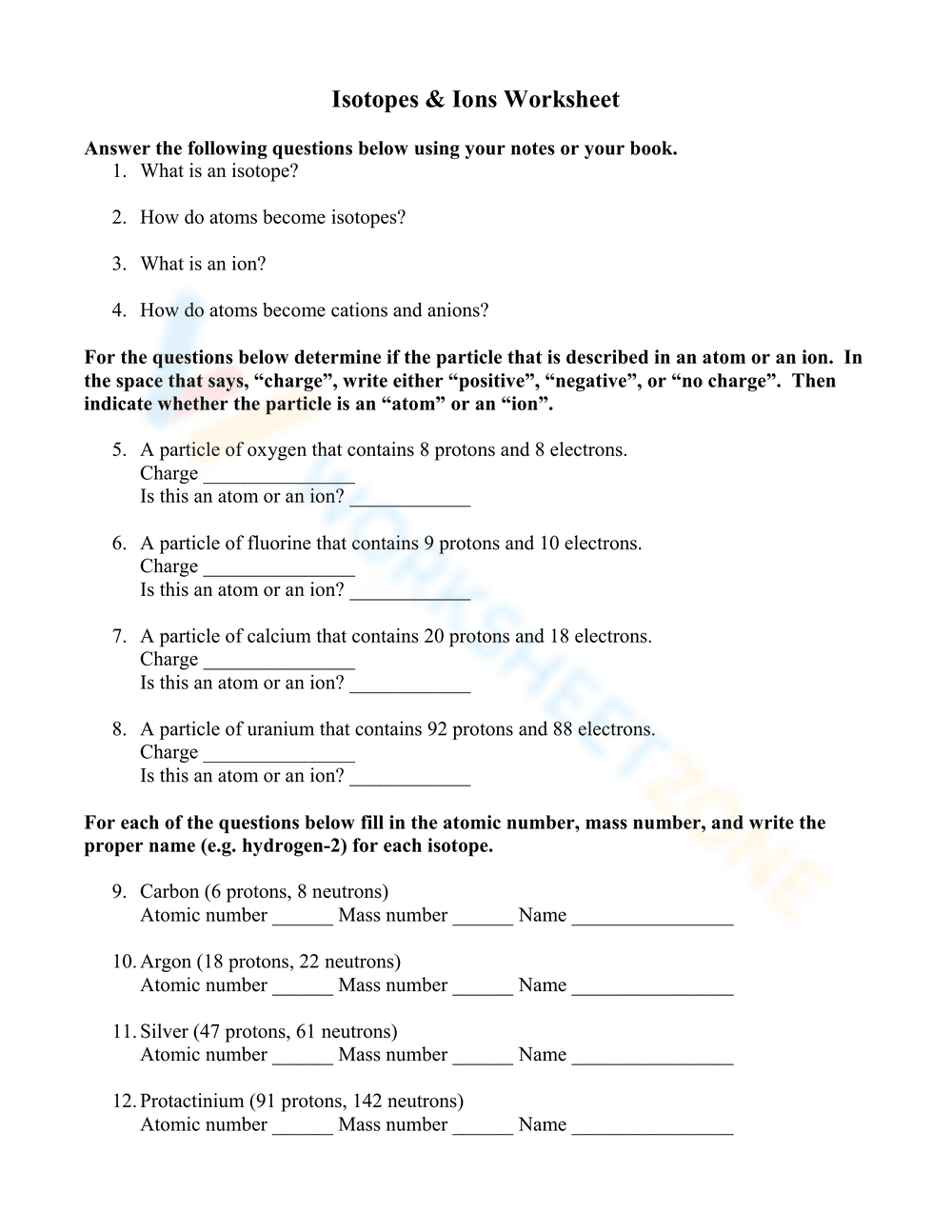 Explore Isotopes and Ions - Page 1