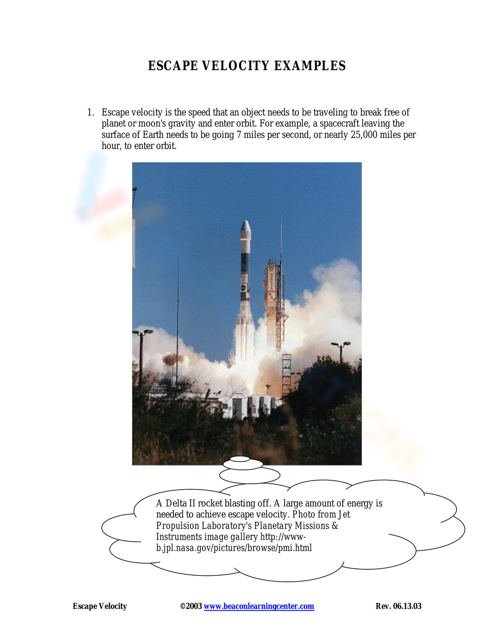 Escape Velocity Examples: Worksheet - Page 5