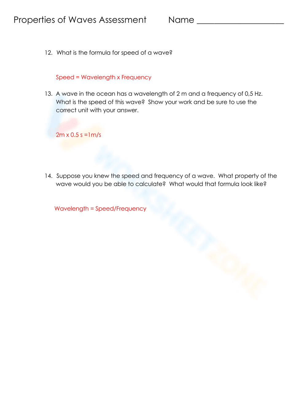 Properties of Waves Assessment - Page 6