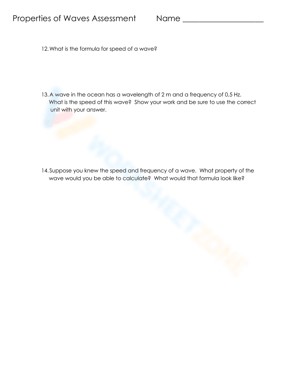 Properties of Waves Assessment - Page 4