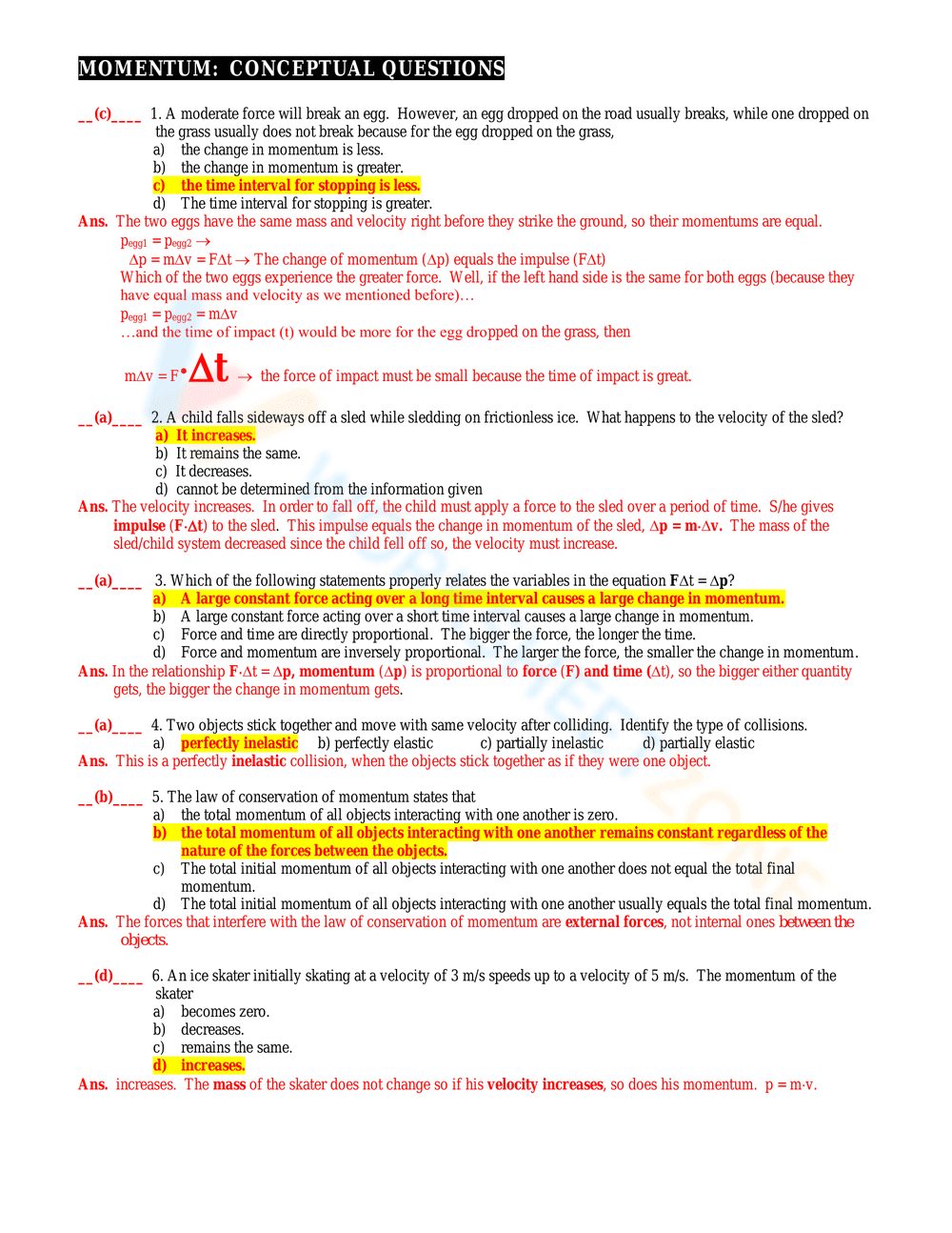 Updated Momentum Homework for Physics Students - Page 5