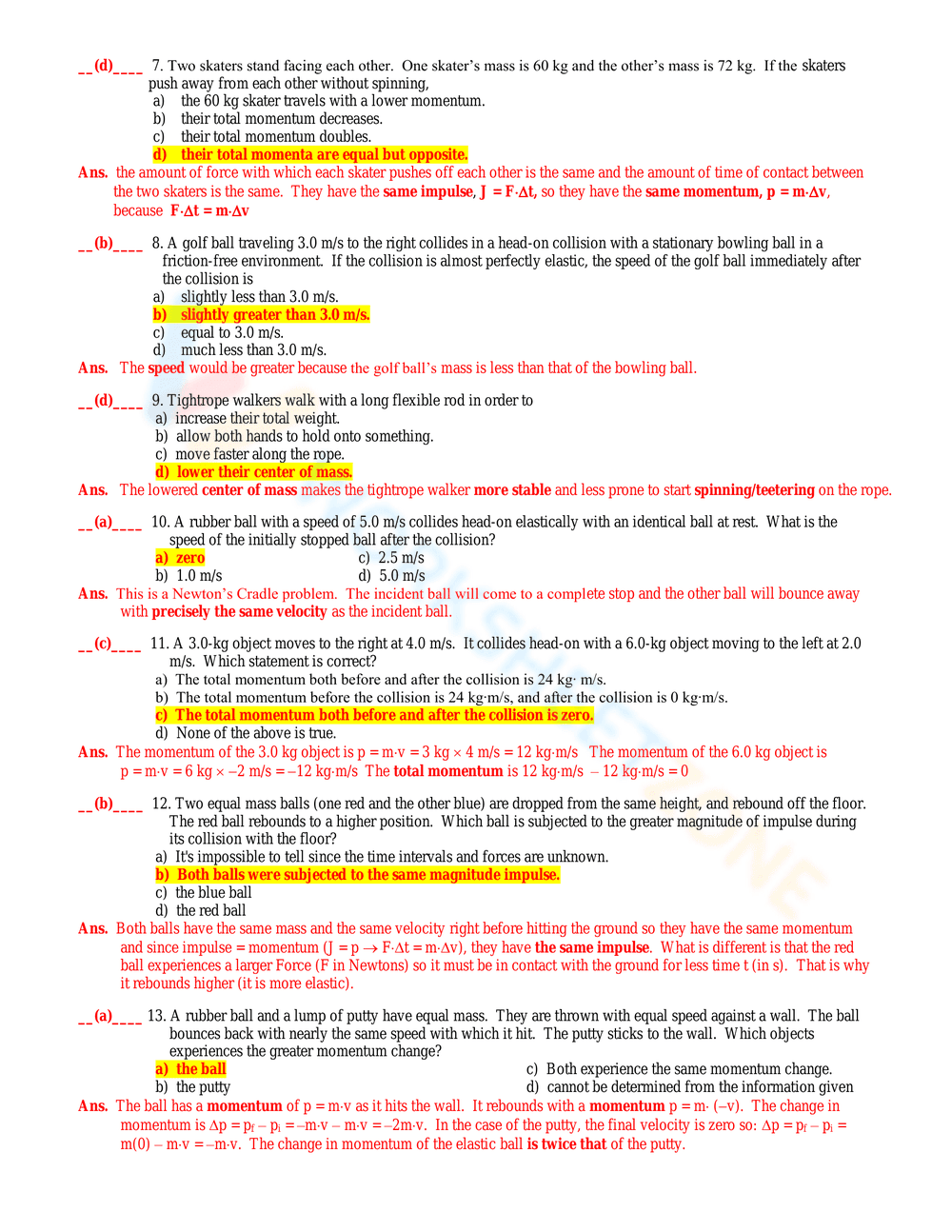 Updated Momentum Homework for Physics Students - Page 6