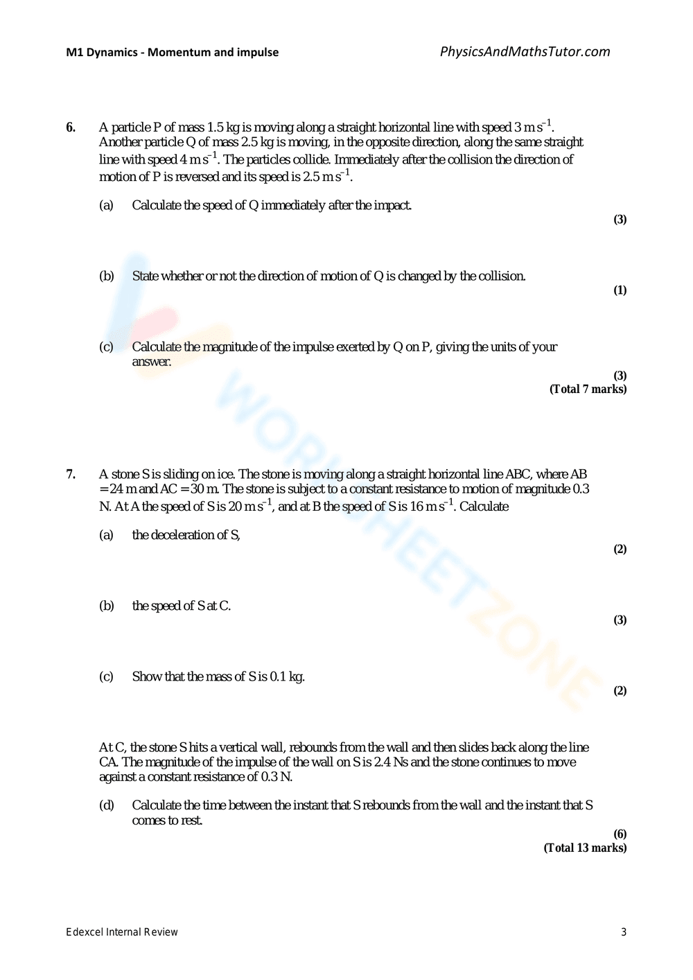 Dynamics: Momentum and Impulse Study Guide - Page 3
