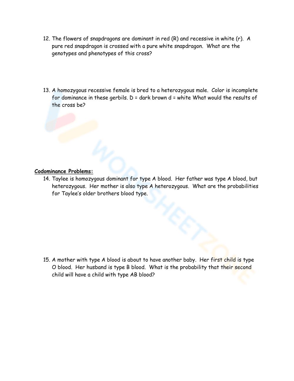 Practice with Genetic Crosses Worksheet - Page 4
