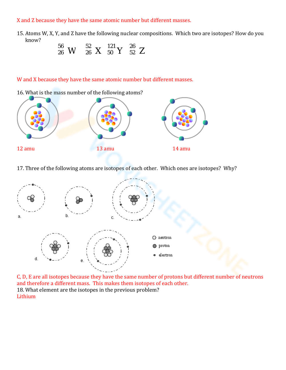 Isotope Practice: Chemistry Worksheet - Page 3
