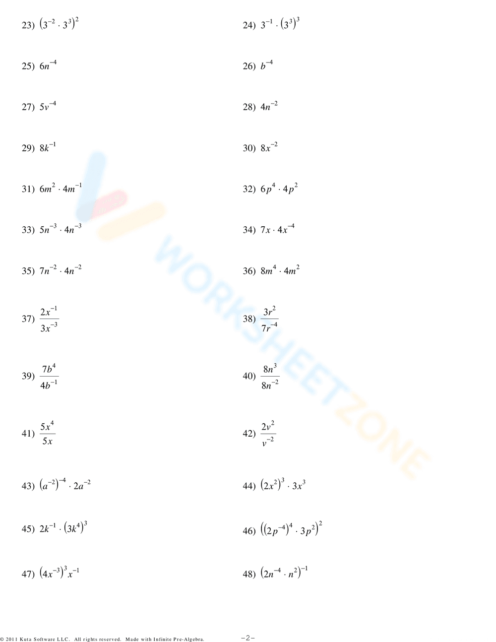 Updated Practice with Negative Exponents - Page 2