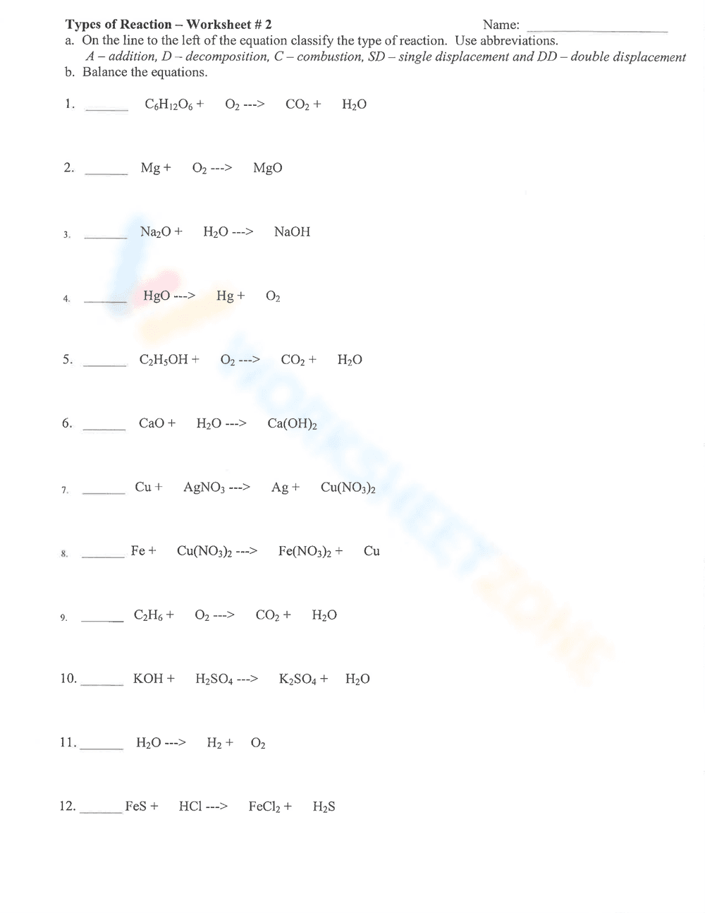 Explore Types of Reactions - Page 1