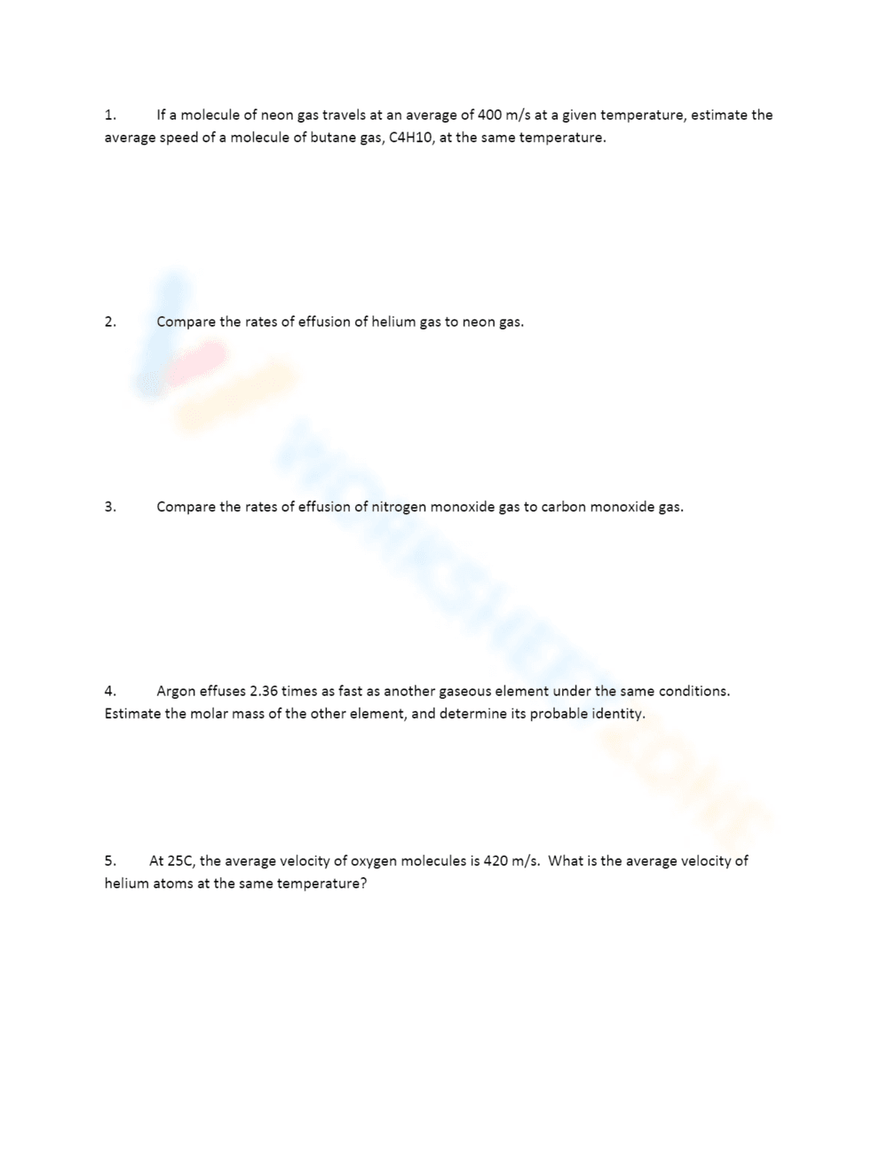 Solve Graham's Law: Chemistry Worksheet - Page 1