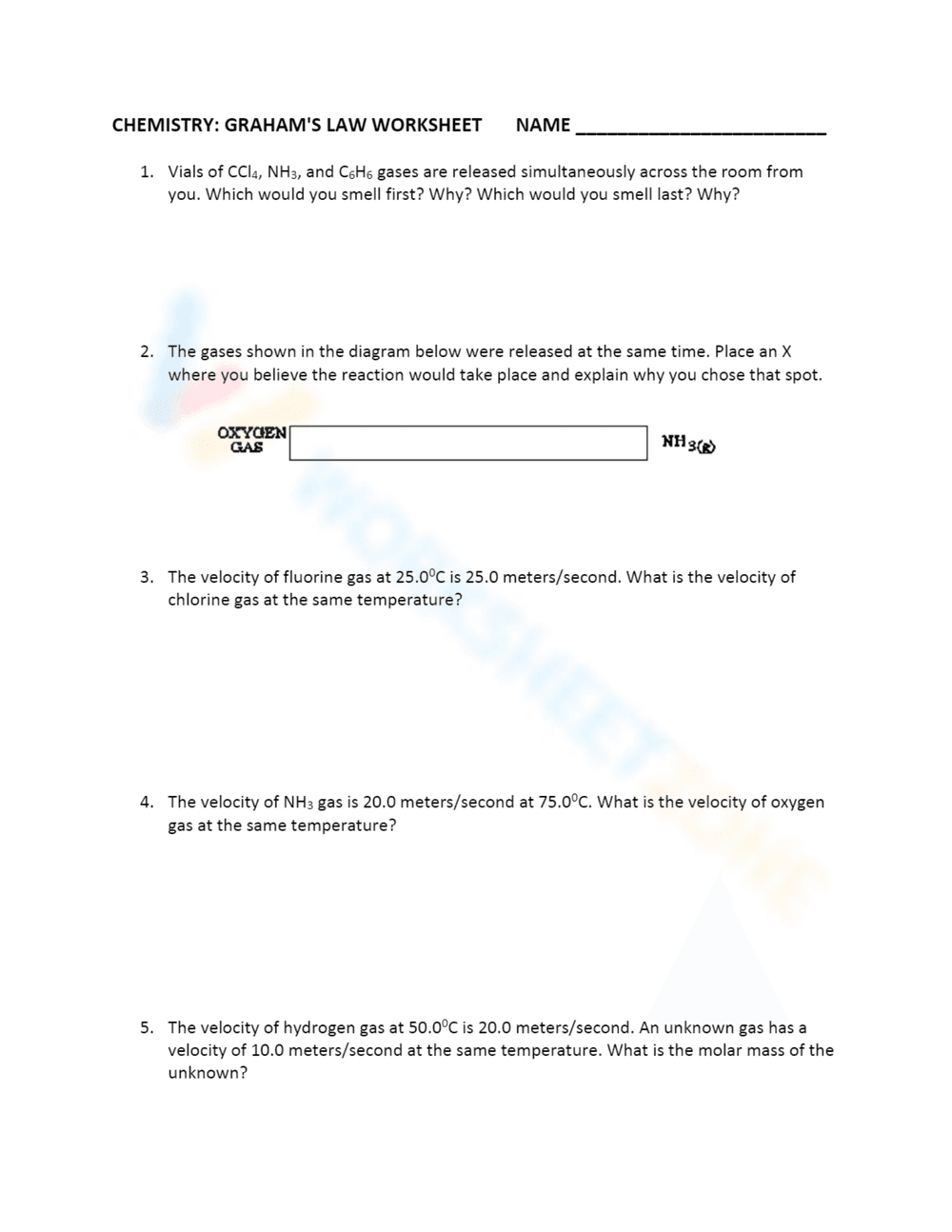 Solve Graham's Law: Chemistry Worksheet - Page 2