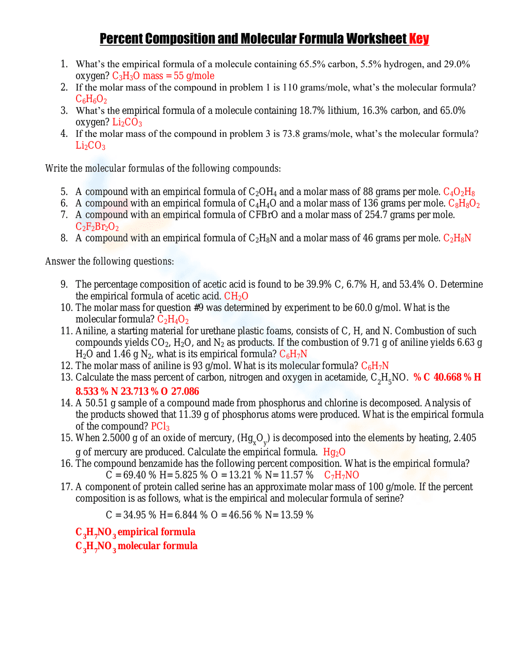 Discover Empirical and Molecular Formulas - Page 1