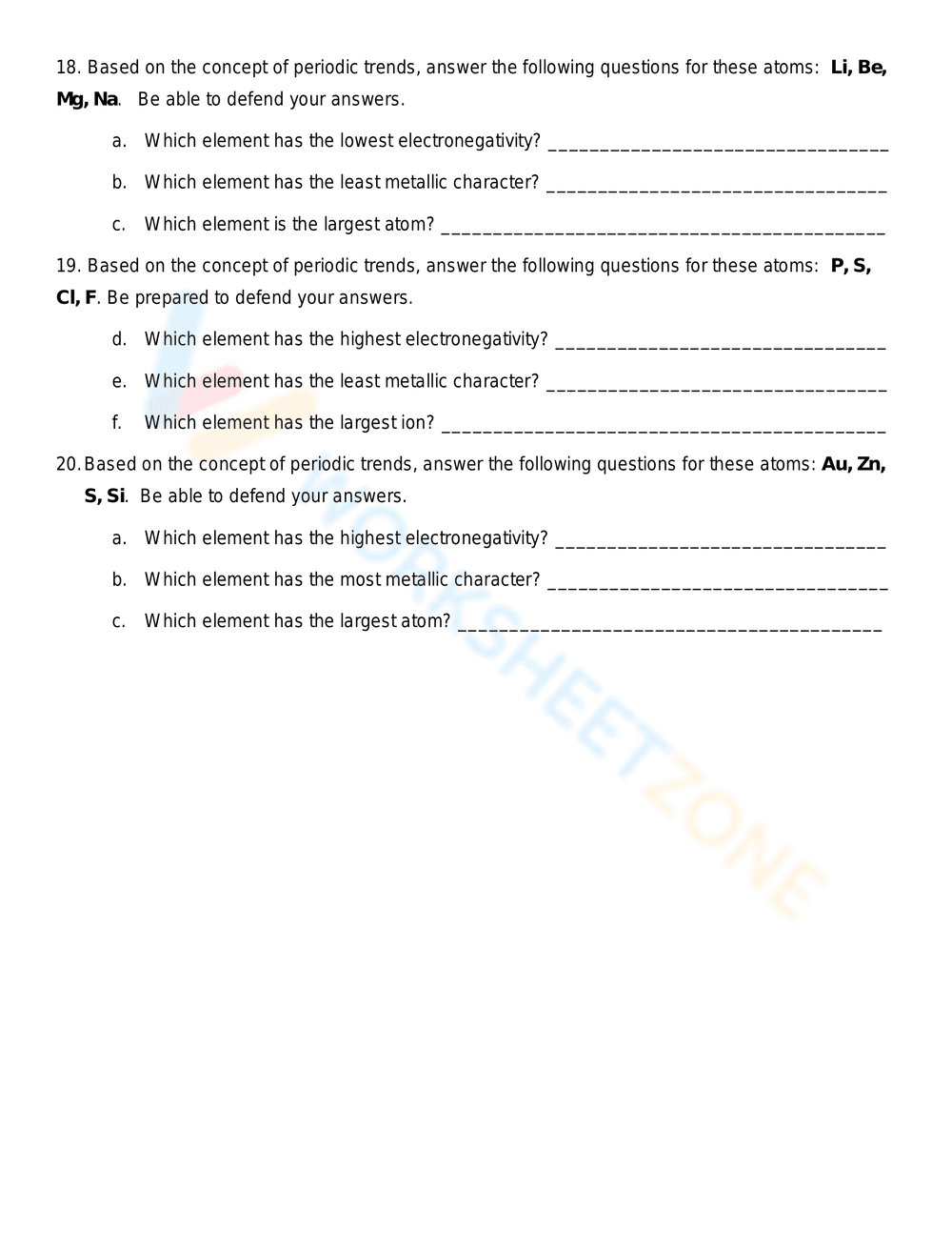 Updated Periodic Trends Chemistry Worksheet - Page 2