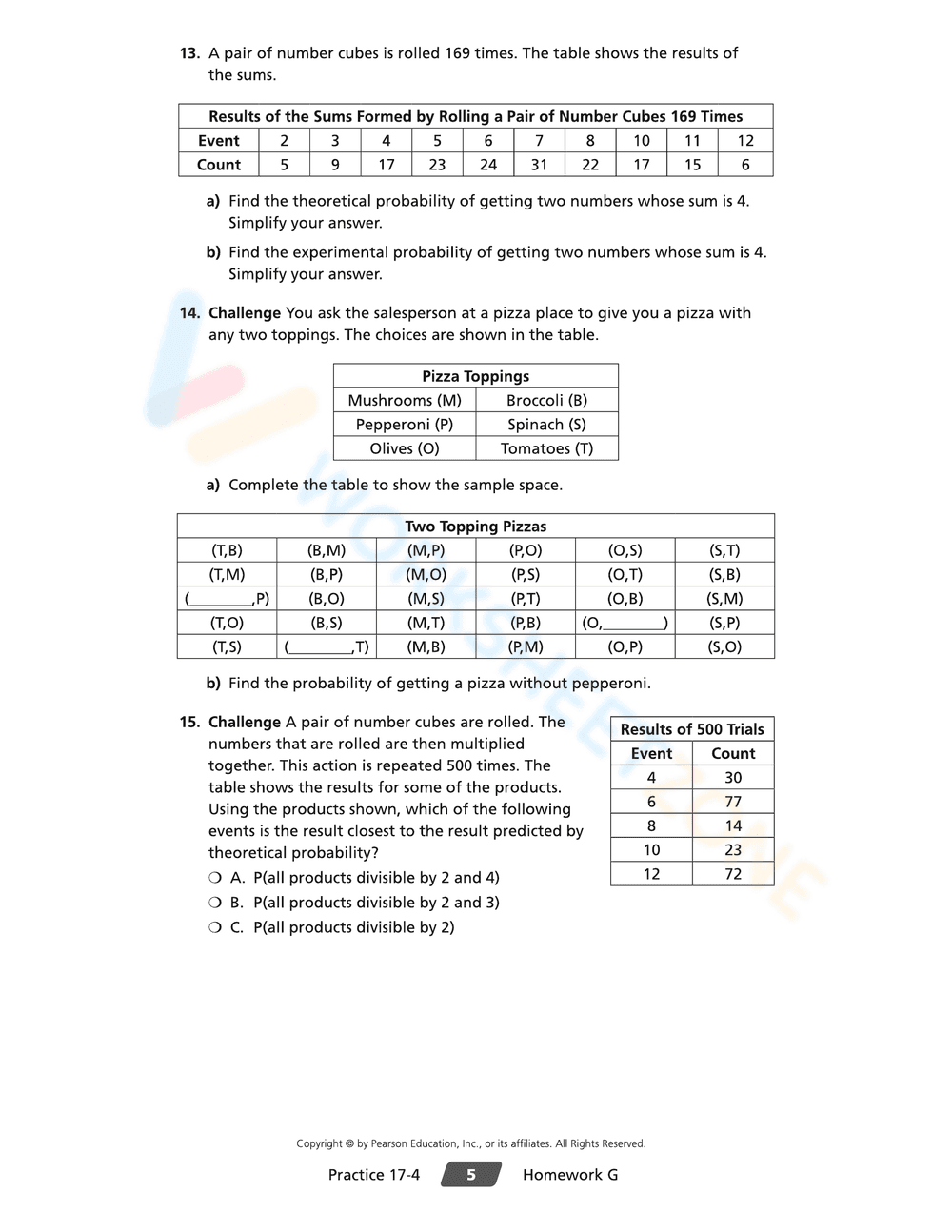 Probability of a Compound Event Worksheet - Page 11