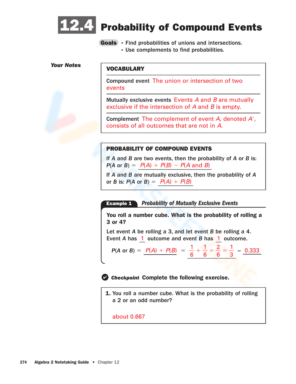Updated Probability of Compound Events - Page 1