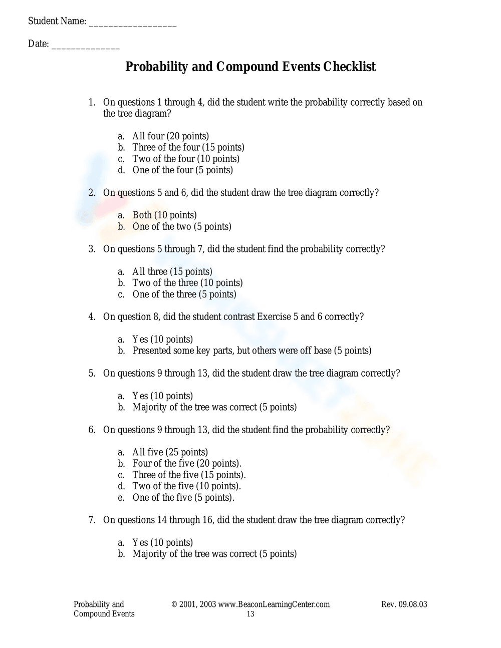 Probability and Compound Events Examples Worksheet - Page 12