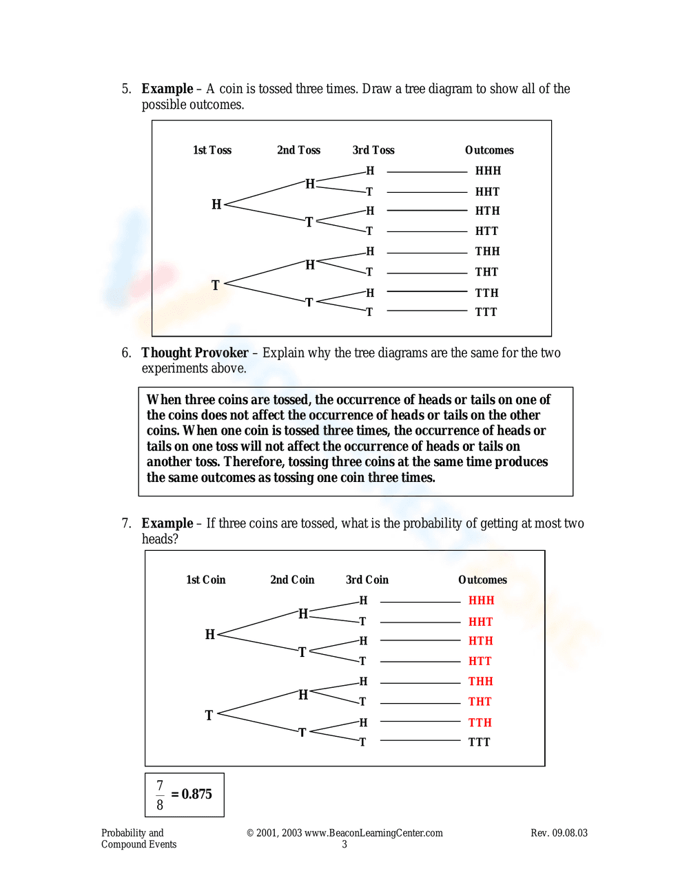 Probability and Compound Events Examples Worksheet - Page 2