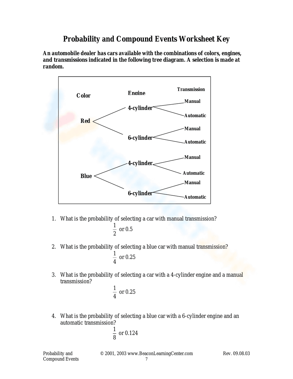 Probability and Compound Events Examples Worksheet - Page 6