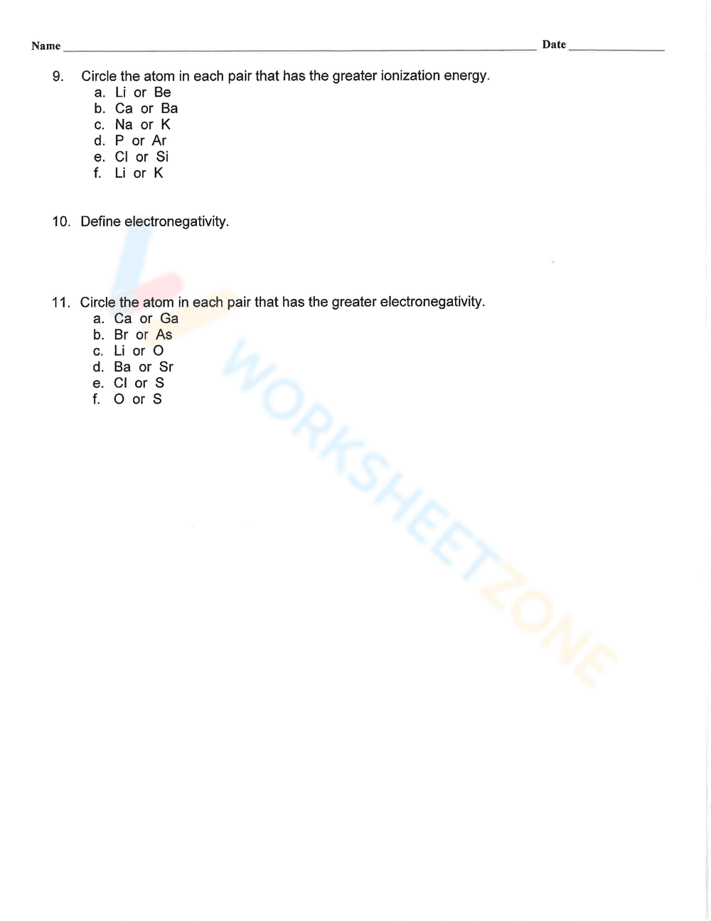 Periodic trends worksheet - Page 2
