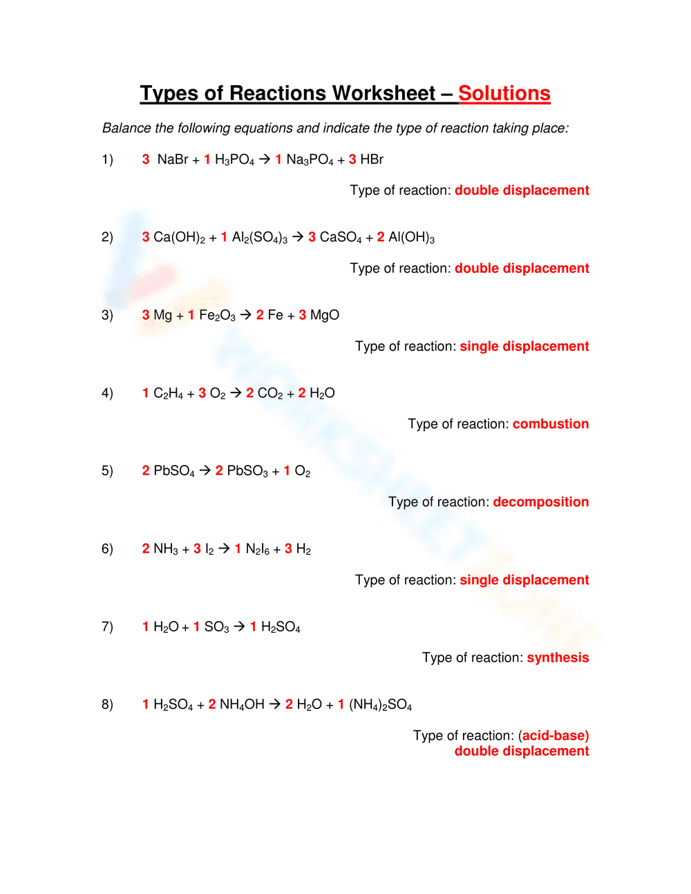 Explore Types of Reactions with This Worksheet - Page 2