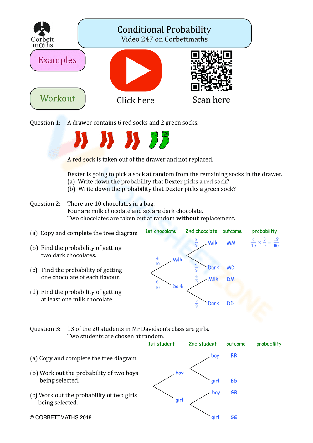 Updated Conditional Probability Worksheet for Statistics - Page 1