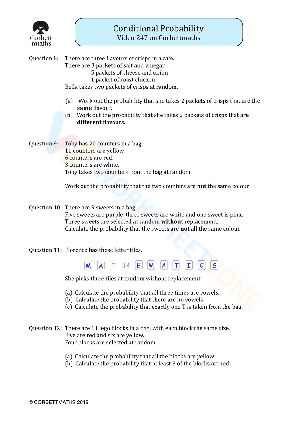 Updated Conditional Probability Worksheet for Statistics - Page 3