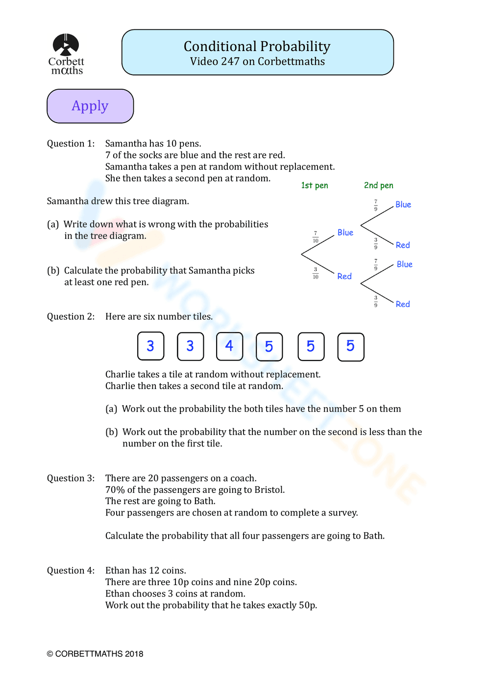 Updated Conditional Probability Worksheet for Statistics - Page 4