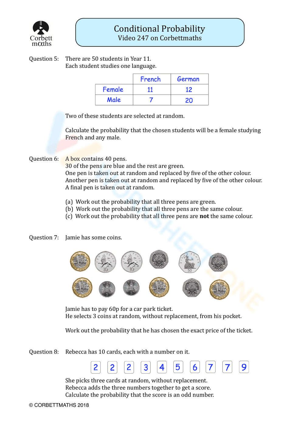 Updated Conditional Probability Worksheet for Statistics - Page 5