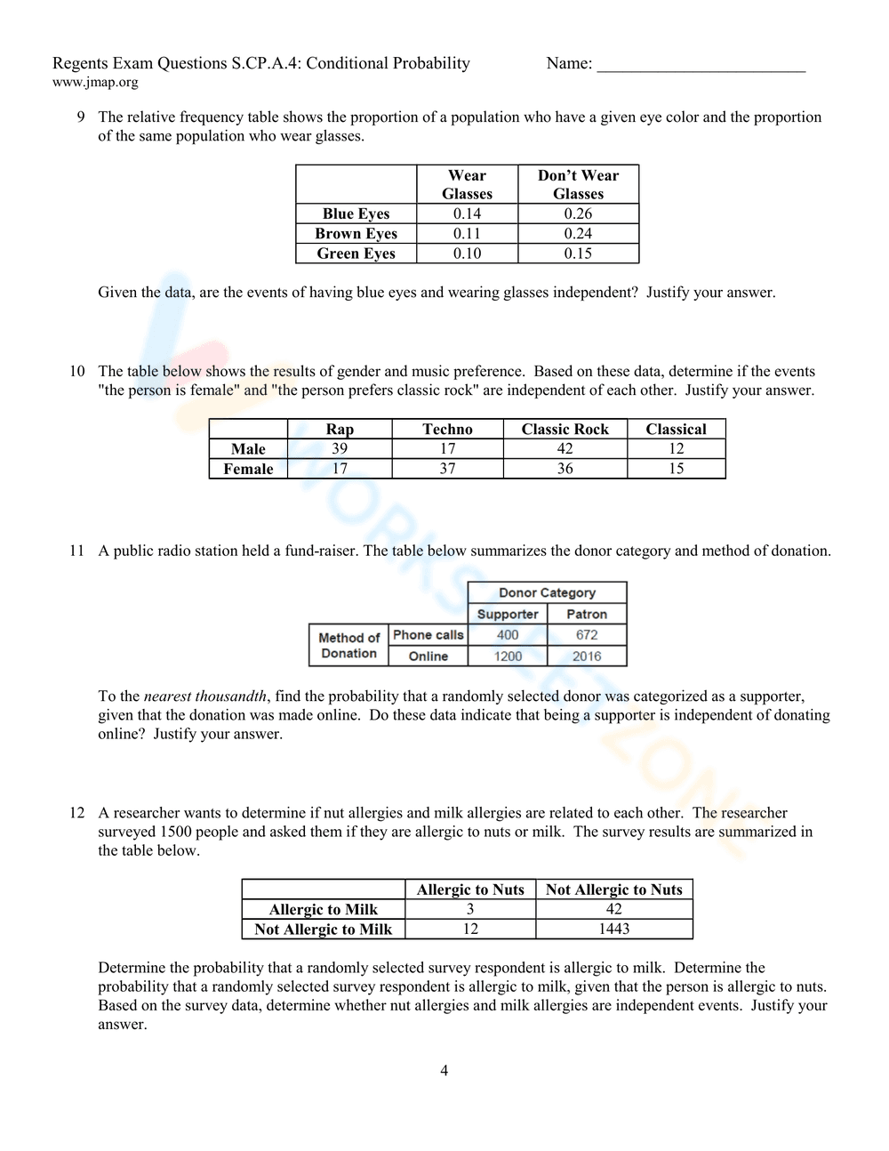 Conditional Probability Exercises - Page 4