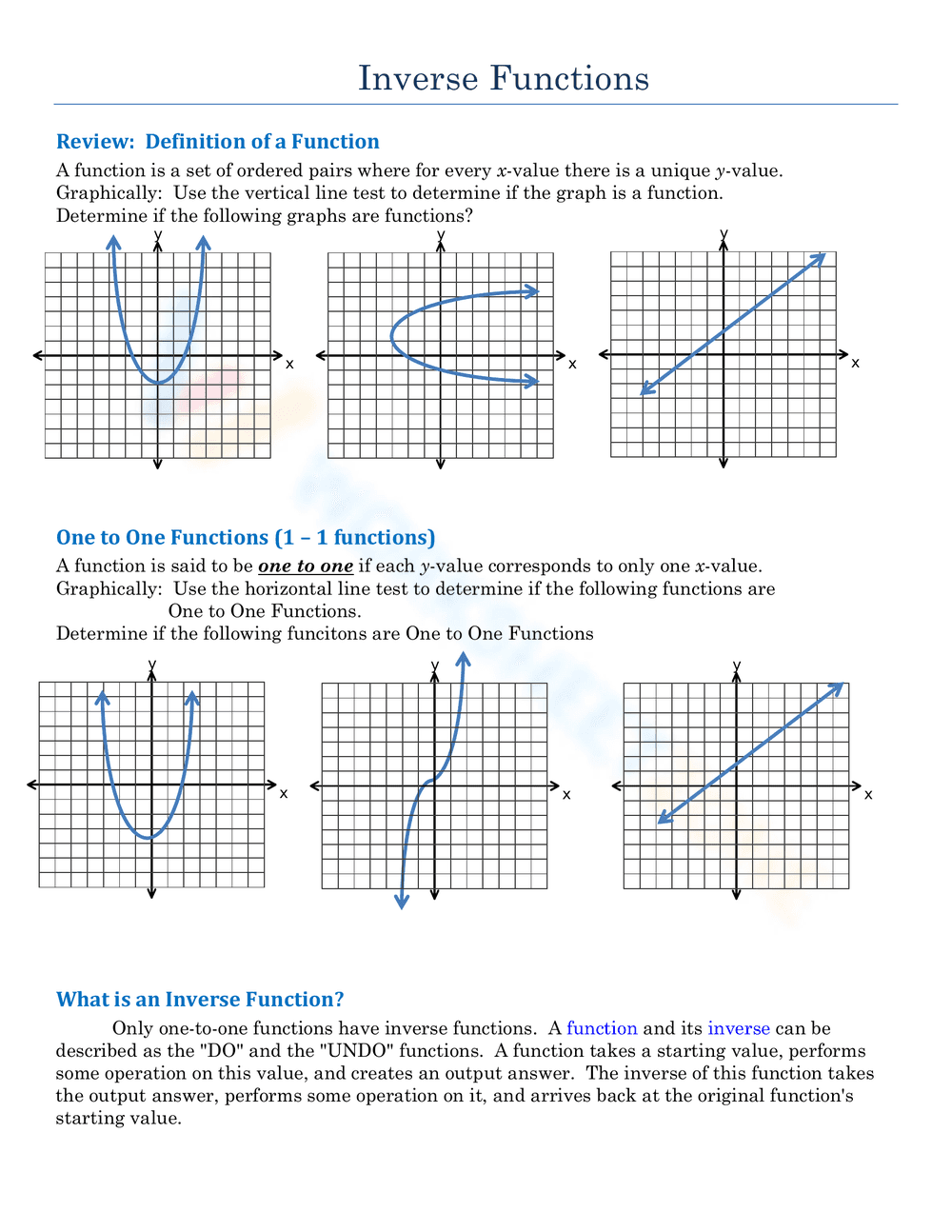 Mastering Inverse Functions: Practice Problems - Page 1
