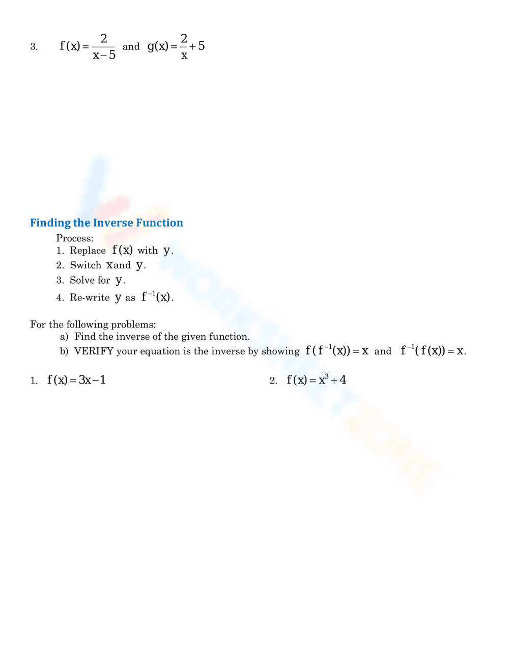 Mastering Inverse Functions: Practice Problems - Page 3