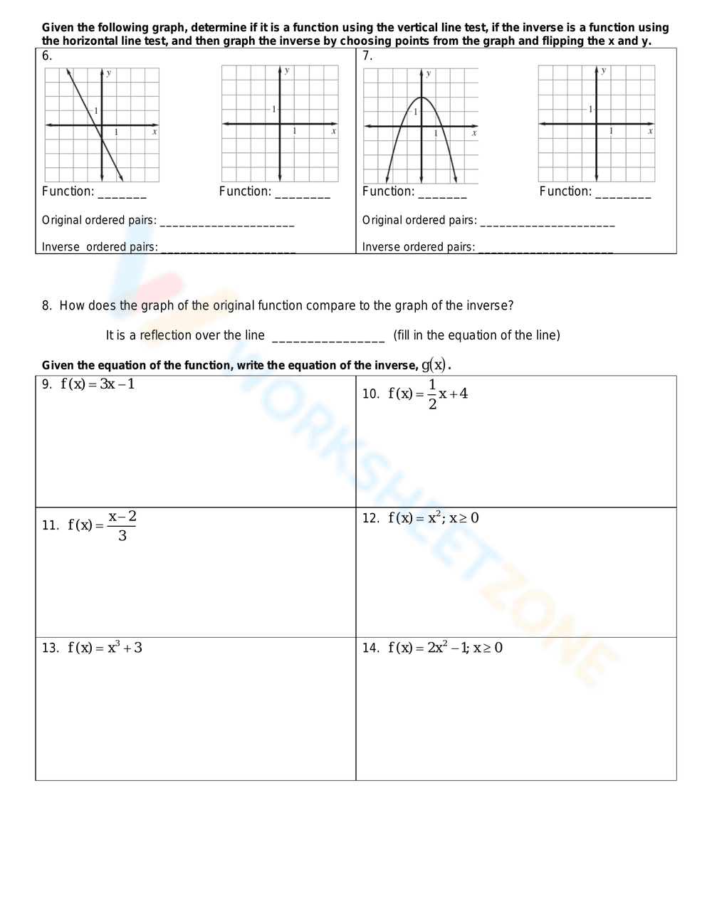 Practice with Inverse Functions - Page 2