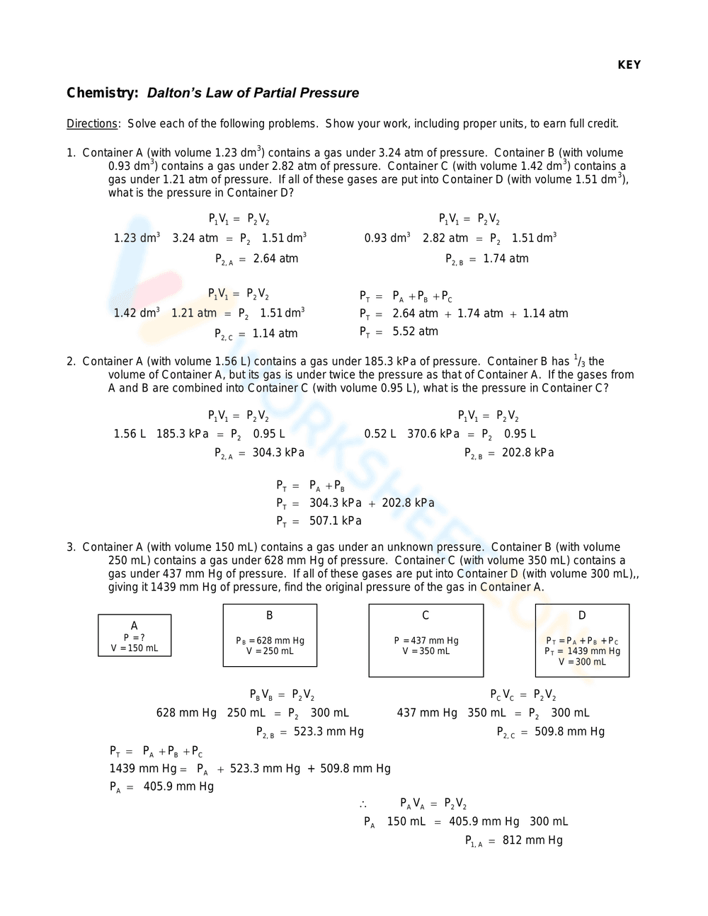 Dalton's Law of Partial Pressure - Page 2