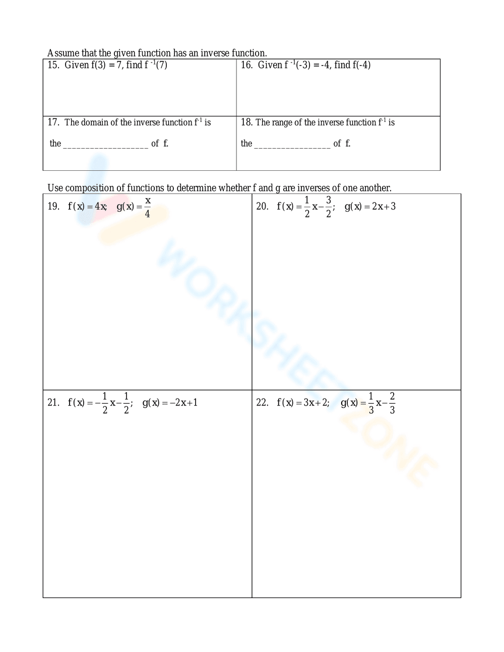 Updated Inverse Functions Practice Worksheet - Page 3