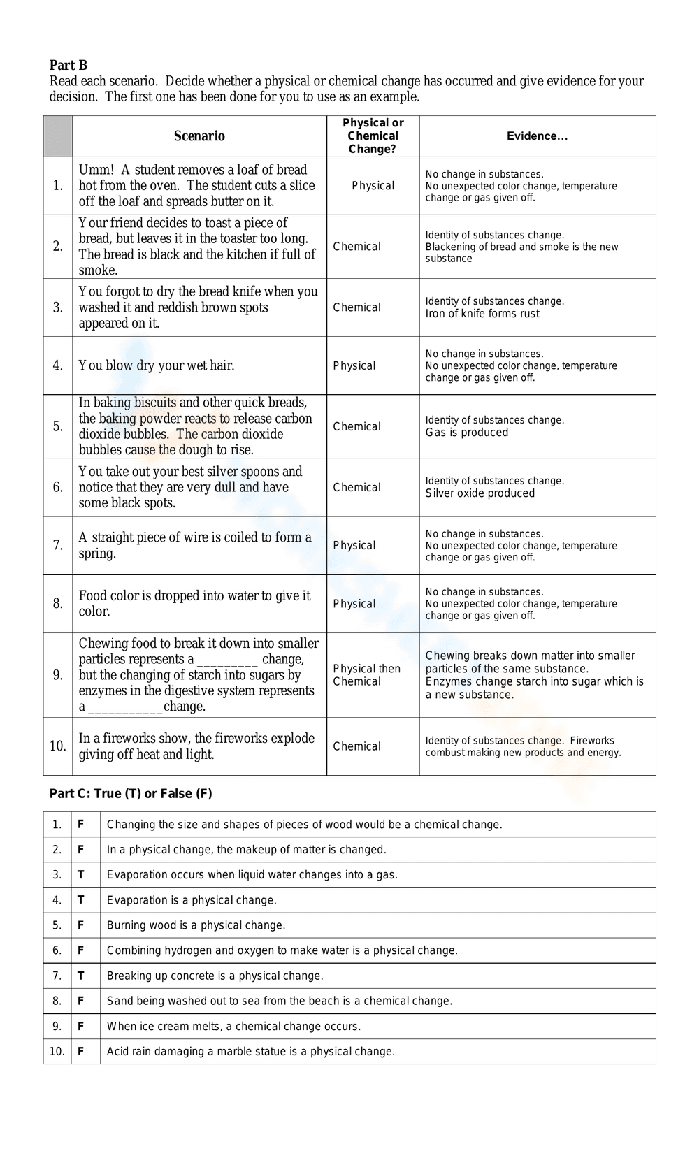 PHYSICAL AND CHEMICAL PROPERTIES AND CHANGES - Page 2
